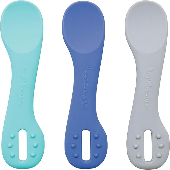 Tiny Twinkle Silicone Dipper 3-Pack - Baby Utensils for First Feeding, Baby Led Weaning Training Spoons