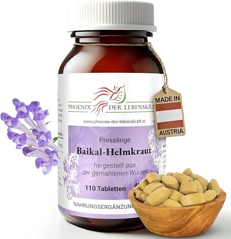 Baikal Helmkraut Tablets 480 mg 110 Tablets Scutellaria Baicalensis Quality from Austria Tablets Instead of Capsules Ground Baikal Helmkraut Root Skullcap Siberian Skullcap