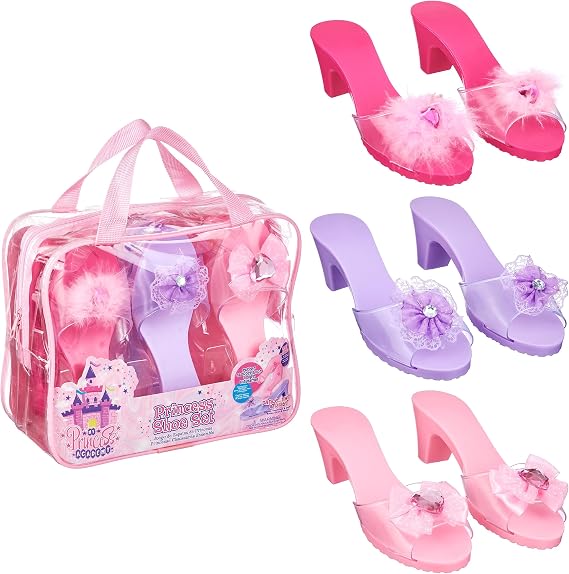 3pc Pastel Princess Dress Up Shoe Set - Royalty Kids High Heel Slip-On | Royalty Kids High Heel Slip-On Shoes. Pretend Play Princess Shoes for Little Girls & Kids. Fits Toddler Shoe Size 7-10 - So