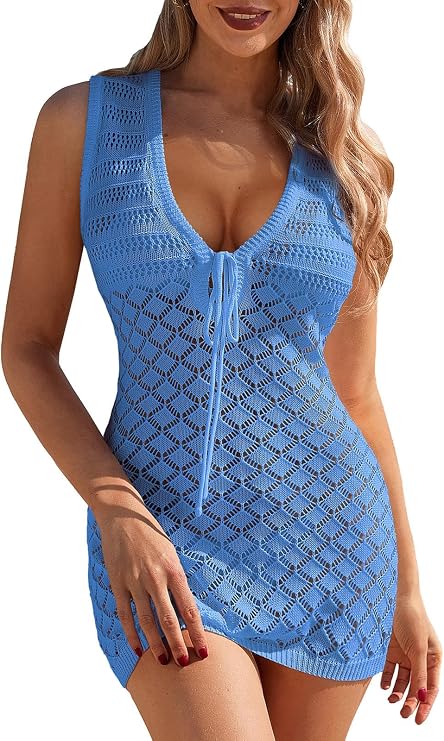 FAIRY SEASON Swimsuit Coverup for Women Crochet Sleeveless Beach Dress