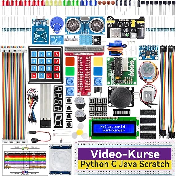 SUNFOUNDER Raspberry Pi Starter Kit for Pi 4 B 3 B + 400 Support Python C 210 Items 40 Projects Raspberry Pi Accessories for Learning Electronics and Programming