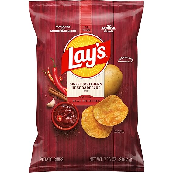 Lay's Sweet Southern Heat Barbecue Flavored Potato Chips, 7.75 Oz