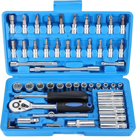 53-Piece Socket Spanner Set 1/4 Inch Ratchet Box Socket Spanner Set 3