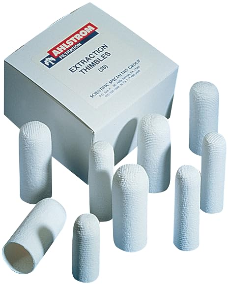 Ahlstrom 7100-4323 Cellulose Extraction Thimble, 43mm Diameter x 123mm Height x 1.5mm Wall Thick (Box of 25)