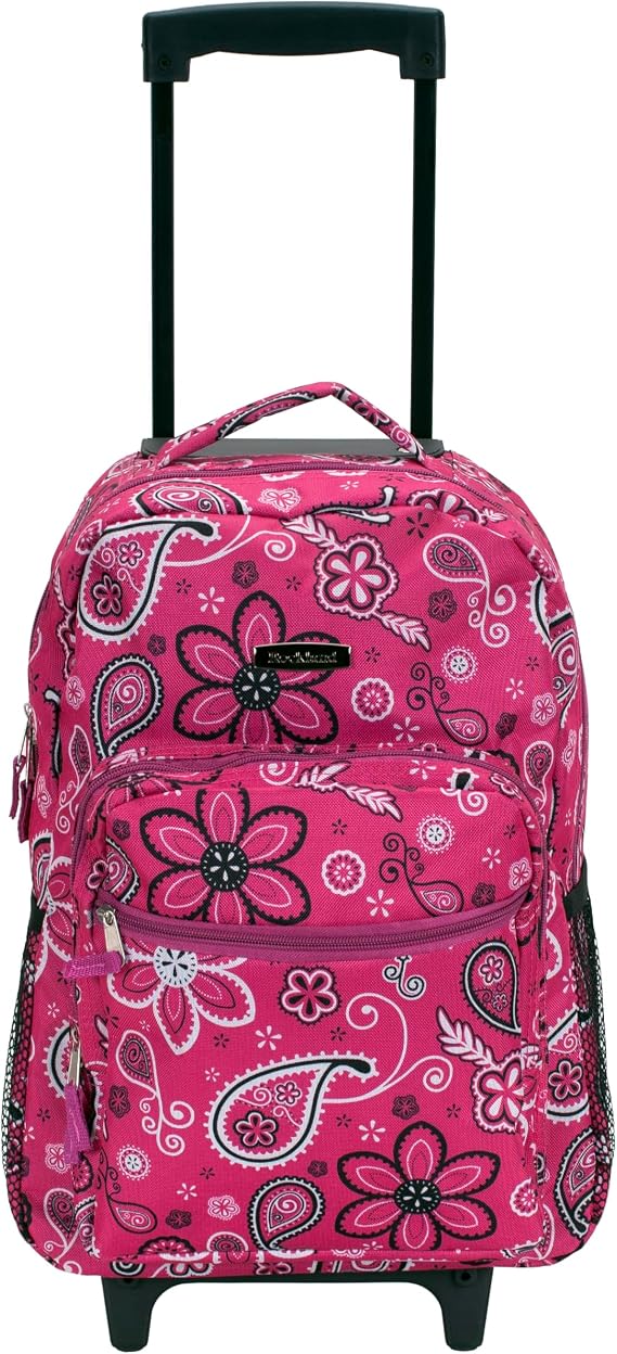 Rockland Double Handle 17" Rolling Backpack, Bandana