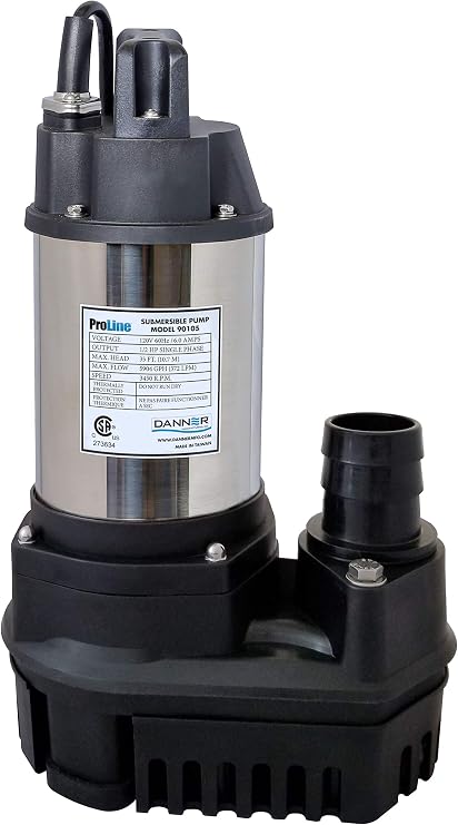 Danner Manufacturing, Inc., Proline 1/2 HP, High Flow Submersible Water Pump, 90105
