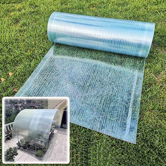 Polycarbonate Roof Panels,Replacement Plastic Roofing Sheets Greenhouse Cold Frames,0.8mm Glassfiber Solid Sheet,Daylighting Panel,Waterproof/Anti-uv,Easy to Bend and Cut,WL-2839in