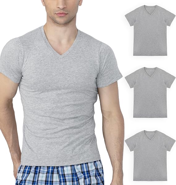 Vanever Men's 3Pack VNeck Undershirts, Cotton Breathable ShortSleeve Tee