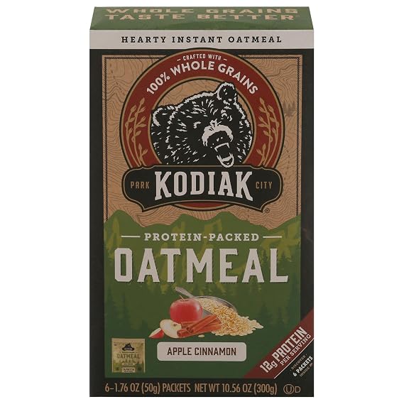Kodiak Instant Oatmeal Packets, Apple Cinnamon, High Protein, 6pk