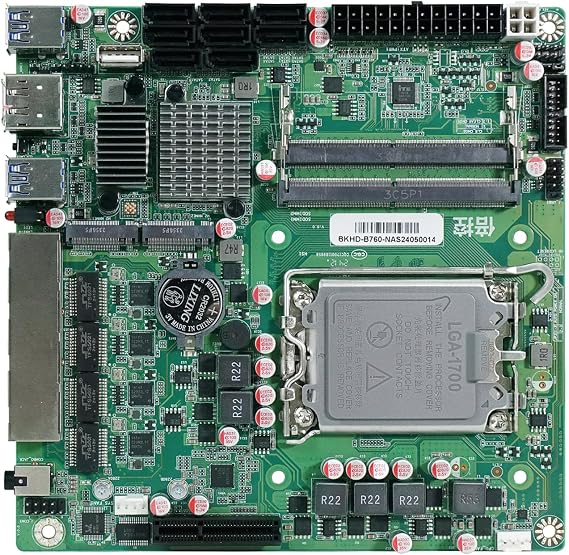 Q670 NAS Mini ITX Motherboard(LGA1700, 12th/13th/14th Gen. Desktop Processor), 2*SIDIMM DDR5 MAX 64G, 2*M.2 NVMe, 8*SATA, i226-LM 2.5G vPro 17 * 17cm Soft Router ITX Mainboard