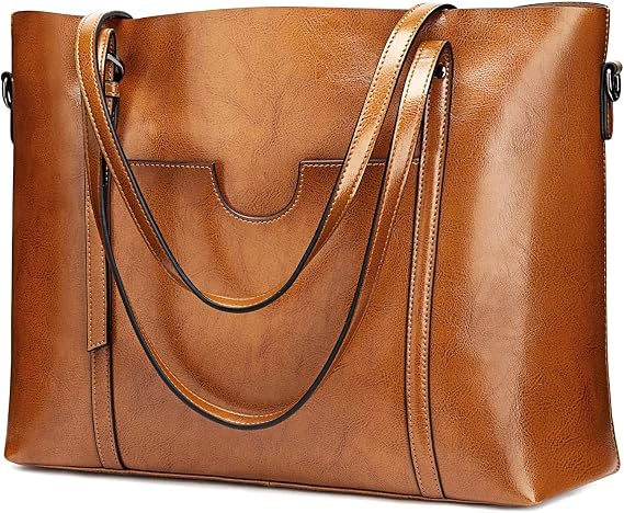 S-ZONE Genuine Leather Tote for Women Top Handle Satchel Daily Work Bags