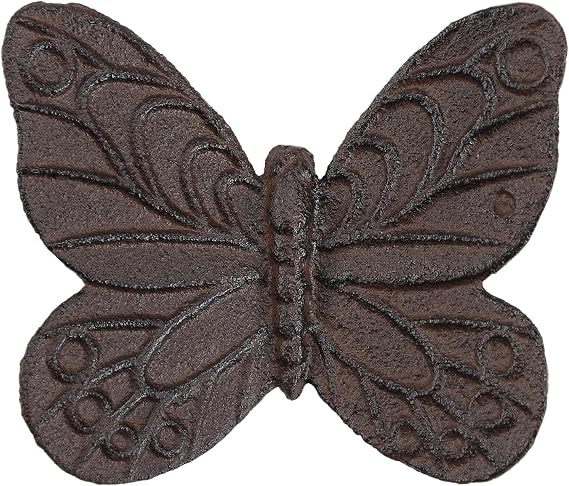 BRASSTAR Cast Iron Butterfly Statue Art Decor for Garden, Lawn, Yard, Patio, Farmhouse, Pond, Backyard, Office Desk Paper Weight Decoration 3.3''(L) Brown TQGJPT837