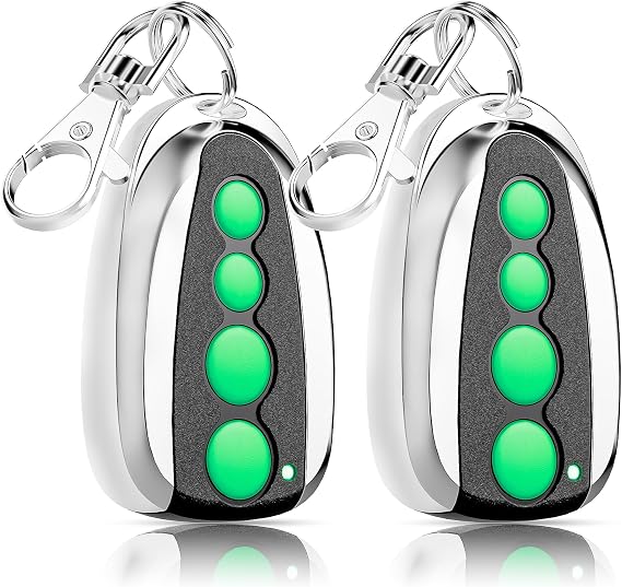 M12 Remote Control 4-Button Transmitter for Swing/Sliding Gate Opener, Compatible with Lockmaster, Topens, Casar, Wireless Key Transmitter Key Fobs Security Gate Controller with Keychain (2-Pack)