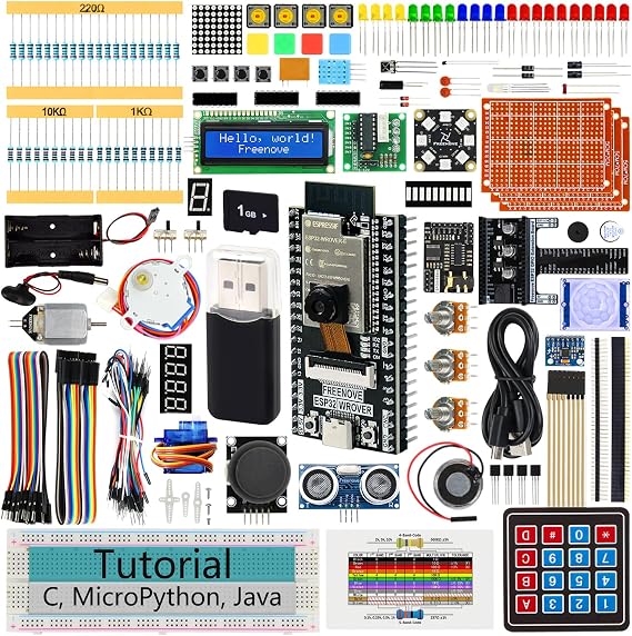 Freenove ESP32 Kit Dev CAM Board Ultimate Starter Kit, Dual-core 32-bit 240 MHz Microcontroller, Onboard Camera WiFi+BT, 795-Page Tutorial, Python C Java Code, 122 Projects, 240 Items