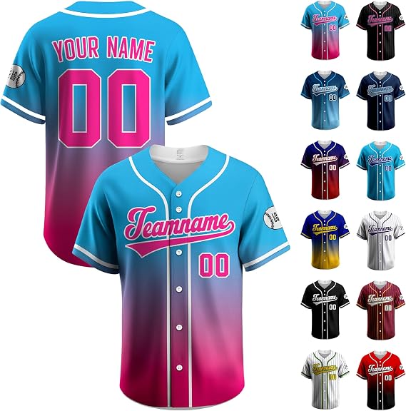 Custom Baseball Jersey Personalized Name, Number & Logo, Button Down Jersey Shirt for Men, Women, Youth and Kids