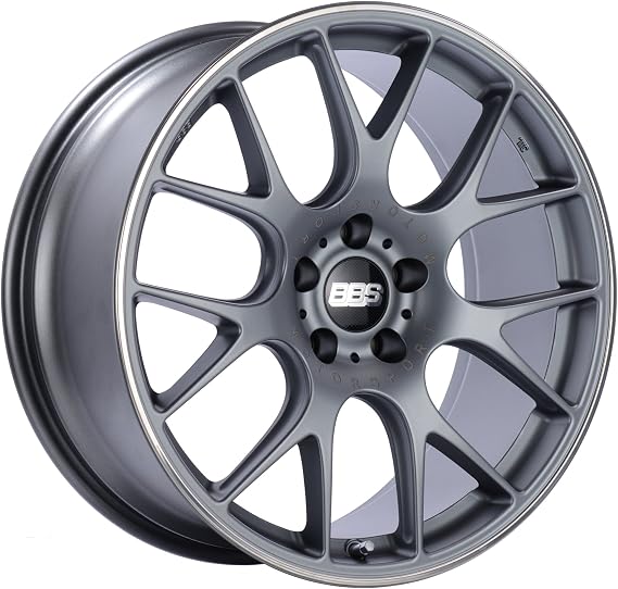 BBS CH-R Titanium Wheel with Painted Finish and Polished Stainless Steel Rim (20x9"/5x120mm, +24mm offset)