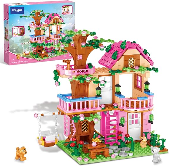 Tree House Building Set for Girls, 558PCS STEAM Forest Treehouse Building Blocks Set with Animals, Birthday Gifts for Kids Girls Boys Ages 6 7 8 9 10 11 12+