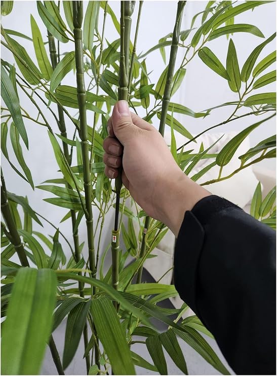 3ft 4ft 5ft 6ft 6.5ft 7ft 8ft Tall Artificial Bamboo Tree Fake Plant Indoor Outdoor, Large Green Faux Bamboo Plants with Encrypted Silk Leaves for Yard Fence Privacy Screen DIY Decor(15 Bamboos,2.5m/8