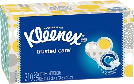 Kleenex Trusted Care Everyday Facial Tissues, Flat Box, 210 Count (Pack of 1)