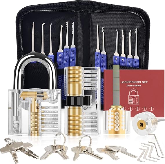 Diyife 37 Piece Lock Pick Set Lock Picking Set Difficulty + Blue