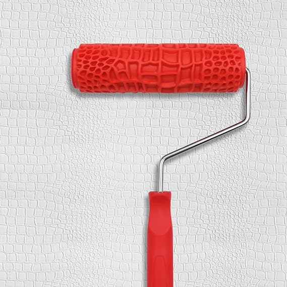 Patterned Paint Roller 7'', 3D Embossing Rubber Roller for Wall Decoration, DIY Pattern Texture Tools, Household Wall Painting (Crocodile Pattern)