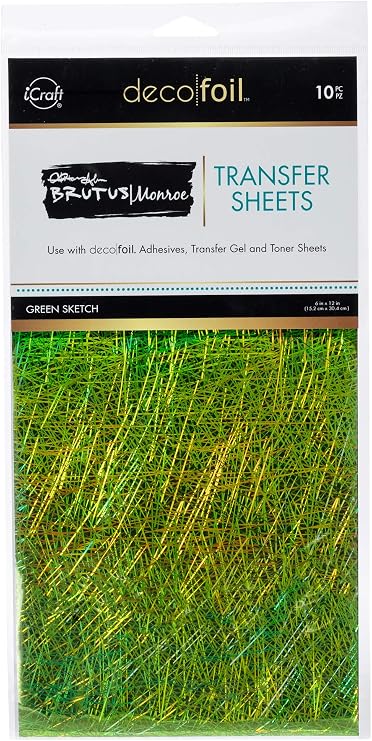 iCraft Deco Foil Transfer Sheets by Brutus Monroe, 6" x 12", 10 Sheets per Pack, Green Sketch