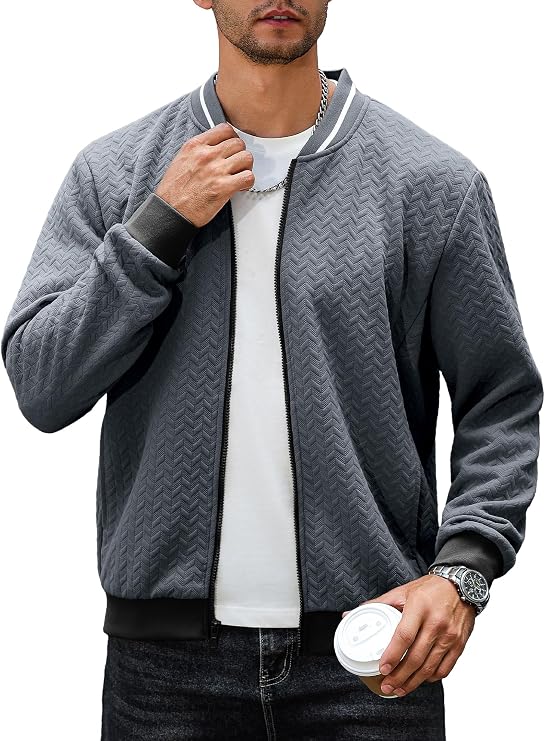 Zaitun Men's Transition Jacket Bomber Jacket College Jacket Basic Leisure Jacket with Zip Pockets