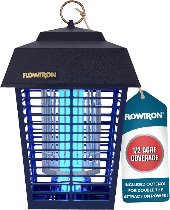 Flowtron Electric Bug Zapper, 1/2 Acre Outdoor, 15W UV, 5600V Zap, Black