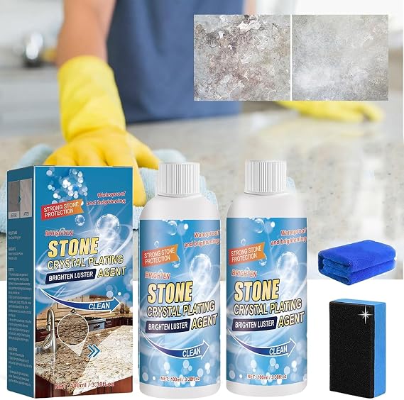 GDSAFS Stone Crystal Plating Agent, Stone Stain Remover, Crystal Stone & Marble Cleaning Agent, Effectively Removes Oxidation, Rust, Stains (2pcs)
