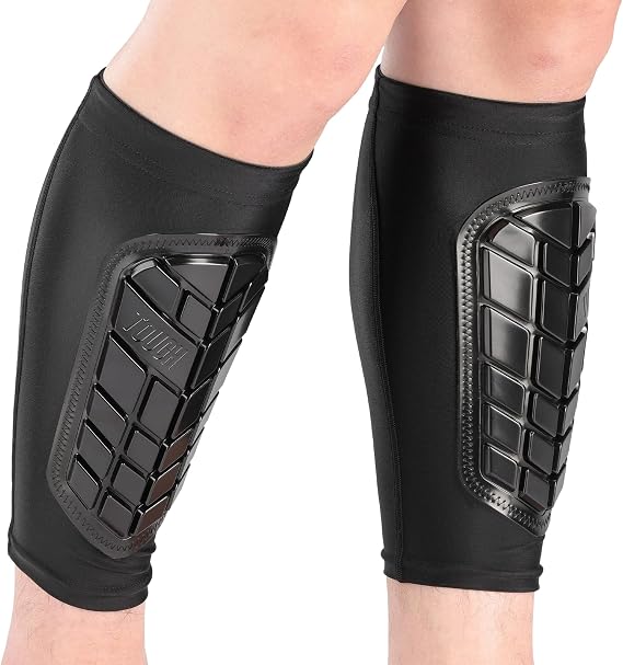 Tough Outdoors Padded Shin Guard Sleeves - Thick Long-Lasting EVA Foam Padding - Comfortable and Breathable Protection - Adults Youth & Kids for Soccer and Other Contact Sports