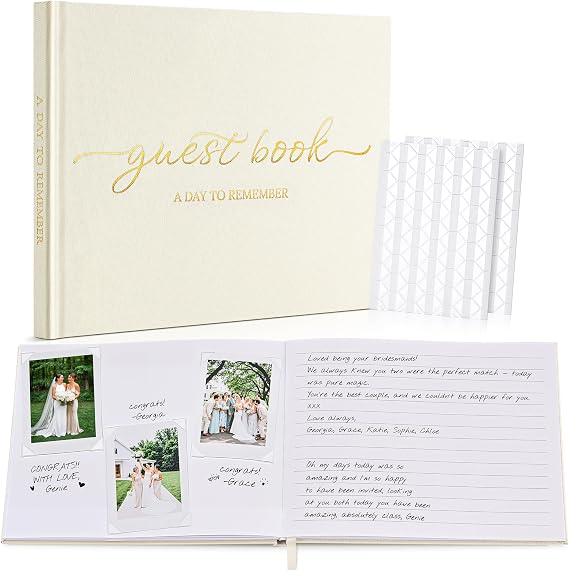 JARLINK Wedding Guest Book for Reception, Polaroid Sign-in Guestbook, Beige