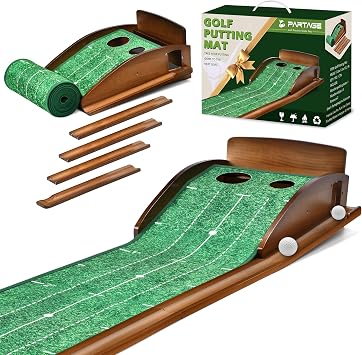 Putting Green Indoor, Extra Large & Wide Golf Putting Mats Practice Indoor, 9.8ft Indoor Putting Green with Ball Return, Thickened Wrinkle-Free Memory Rubber, Training Aid for Home Office, Ideal Gift