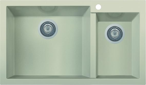 ALFI brand AB3319DI-B Biscuit 34" Double Bowl Drop in Granite Composite Kitchen Sink