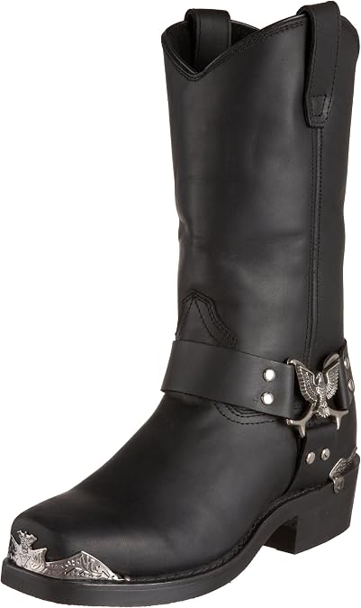 Dingo Mens Chopper Pull On Square Toe Motorcycle Casual Boots Mid Calf