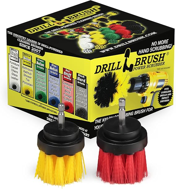 2-inch Long Bristle Spin Brush Set - Bath Mat - Shower Cleaner - Calcium