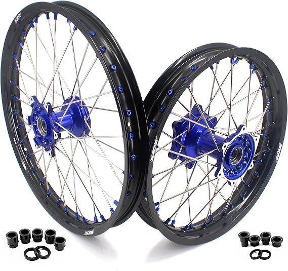 KKE 21/18 Cast Wheels Fit for Yamaha YZ125 YZ250 1999-2025 YZ250F 2001-2025 YZ450F 2003-2025 Enduro Wheels Blue Nipple