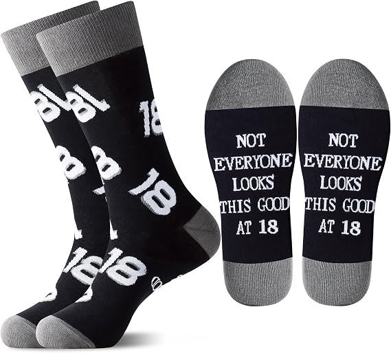 Jeasona 30th 40th 50th 60th 70th Birthday Gifts for Men Black Crew Cotton Socks