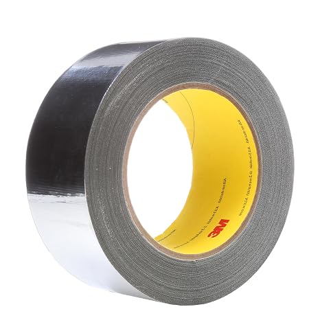 3M High Temperature Aluminum Foil Glass Cloth Tape 363, Silver, 2 in x 36 yd, 7.3 mil, 24 Rolls per case