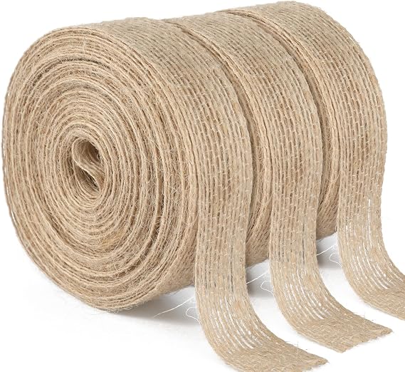 joycraft 33Yards Jute Burlap Fabric Ribbon, 3/4 in x 3 Roll