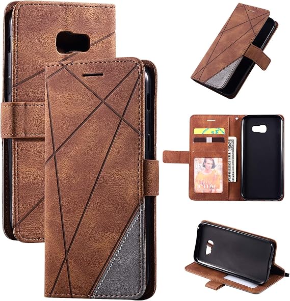 Case for Samsung Galaxy J7 Prime 2 Case Cover,Case for Samsung SM-G611FF/DS Galaxy J7 Prime 2 / Galaxy On7 Prime 2018 / SM-G610F/DD Galaxy On Nxt/Galaxy J7 Prime Case Flip Pu Leather Cover Brown