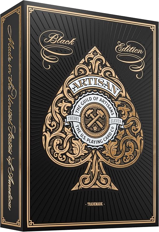 theory11 Artisan Playing Cards Black Gold Foil Hand-Illustrated Poker Deck with Elegant Art, Magic, Cardistry, Game Night Gift for Card Collectors, Magicians, Poker Players, Teens & Adults