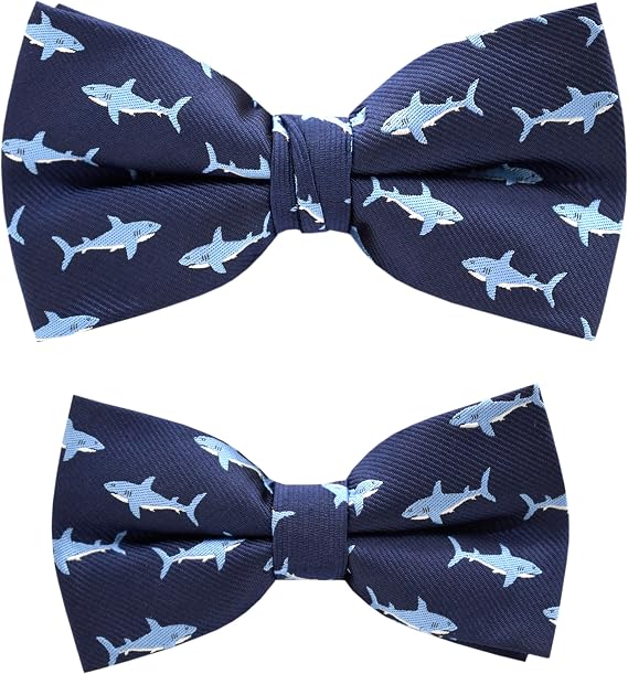 Mens Shark Pattern Bow ties + Boy Shark Pattern Bow ties