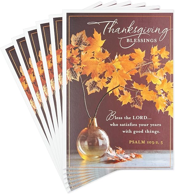 Hallmark DaySpring Pack of Religious Thanksgiving Cards, Thanksgiving Blessings (6 cards with Envelopes)