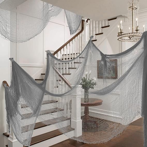 Gray Halloween Creepy Cloth 315 x 85 in, Indoor Outdoor Decor