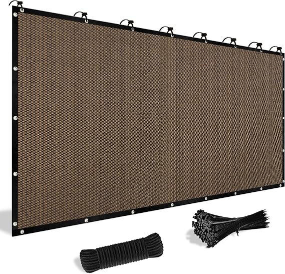 Shade&Beyond Customized Size 5' X 13' Shade Cloth with Grommets, 90% UV Protection Mesh Tarp Privacy Screen for Patio GN03, Mocha