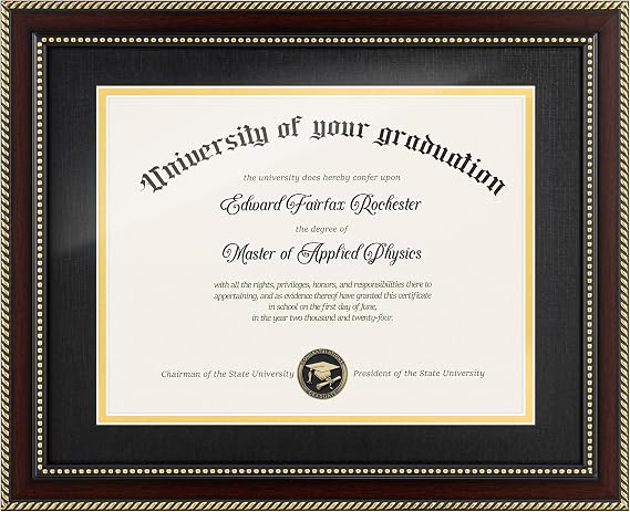 FLYJOE 8.5x11 Diploma Frame with Black over Gold Mat or Full Display 11x14 Document Certificate Frame for Diploma Degree with HD Tempered Glass Graduation Picture Frame for Wall, Mahogany