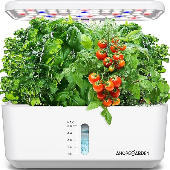Ahopegarden Indoor Garden Hydroponics Growing System: 10 Pods Kit with LED