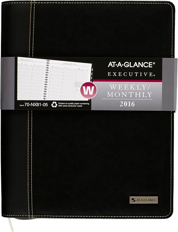AT-A-GLANCE Weekly / Monthly Appointment Book / Planner 2016, Executive, 8-1/4 x 10-7/8 Inches, Black (70-NX81-05)