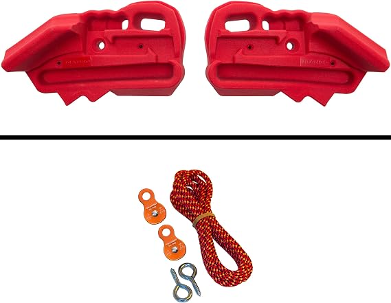 TRANGO Rock Prodigy Pivot Expert-Red (Red Pivot - 22 Grips, Elite Package (Includes Pulley)) | Rock Climbing Training Devices