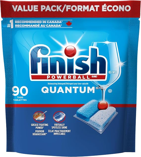 Finish Quantum Dishwasher Detergent Pods, 3-Chamber Formula, 90 Tabs